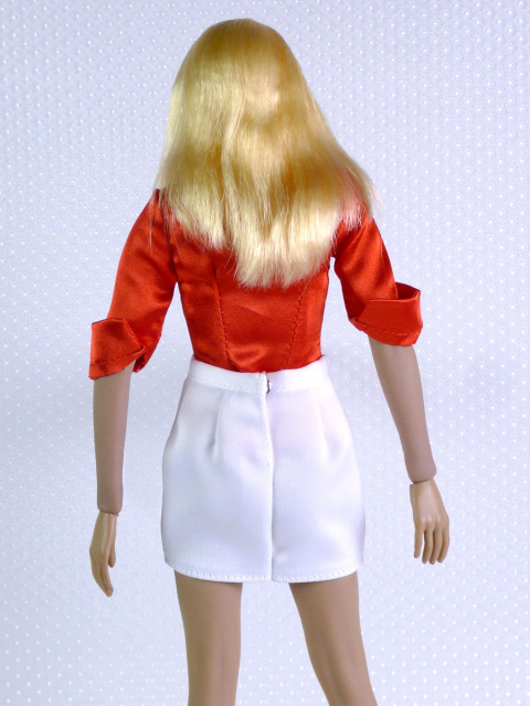 Nouveau Toys 1/6 Scale Female Secretary Red Satin Shirt & White Skirt Set